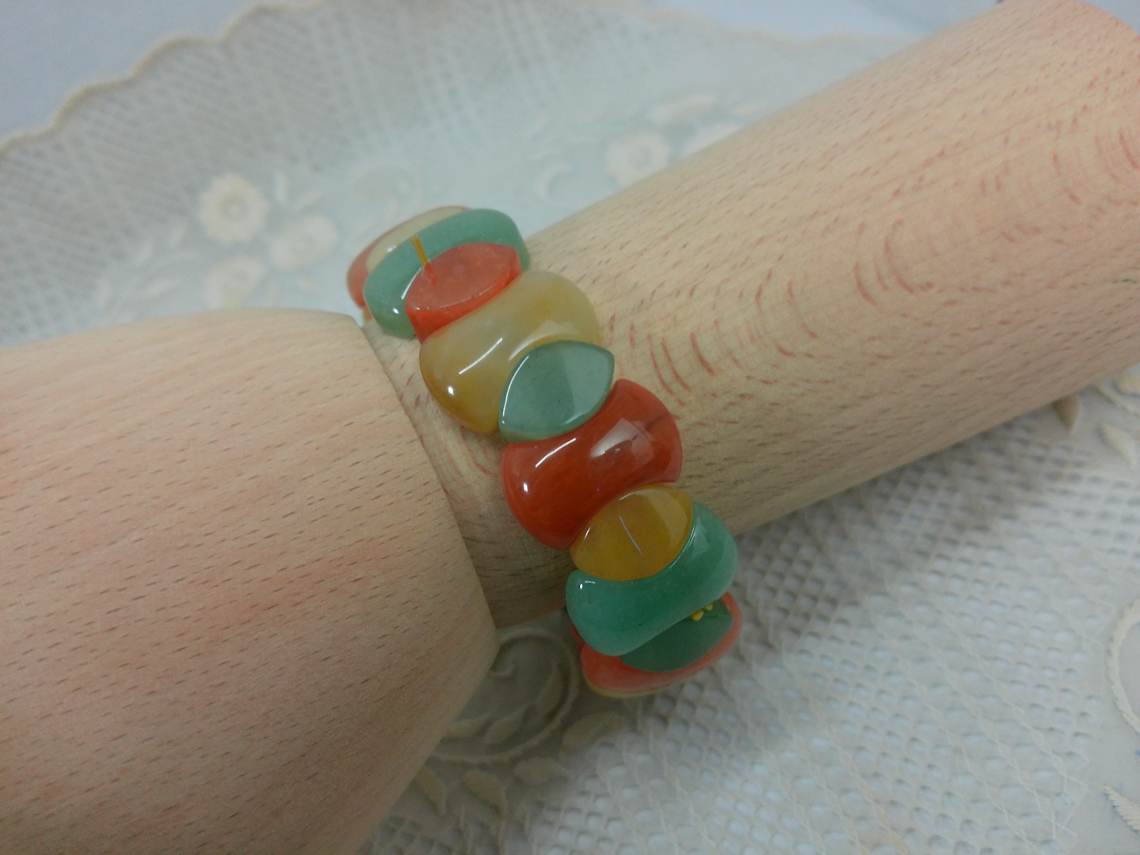 Jade Multi Colored Stone Overlapping Circles Chun… - image 20