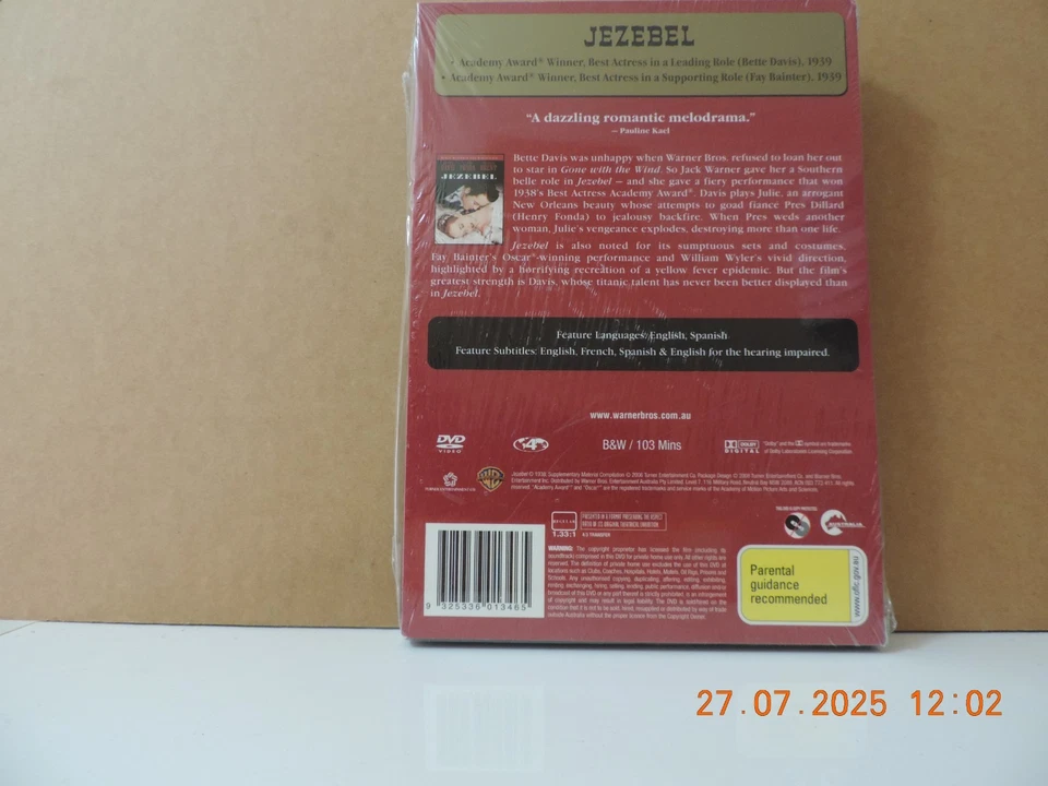 Jezebel (DVD, 1938) region 4 brand new and sealed free postage - image 2 of 2