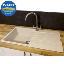 Reginox Harlem10 Kitchen Sink Single Bowl Caffe Granite Reversible Inset Waste