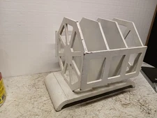 Vintage Magazine Rack Wood Display Stand Country Farmhouse  Distressed White 