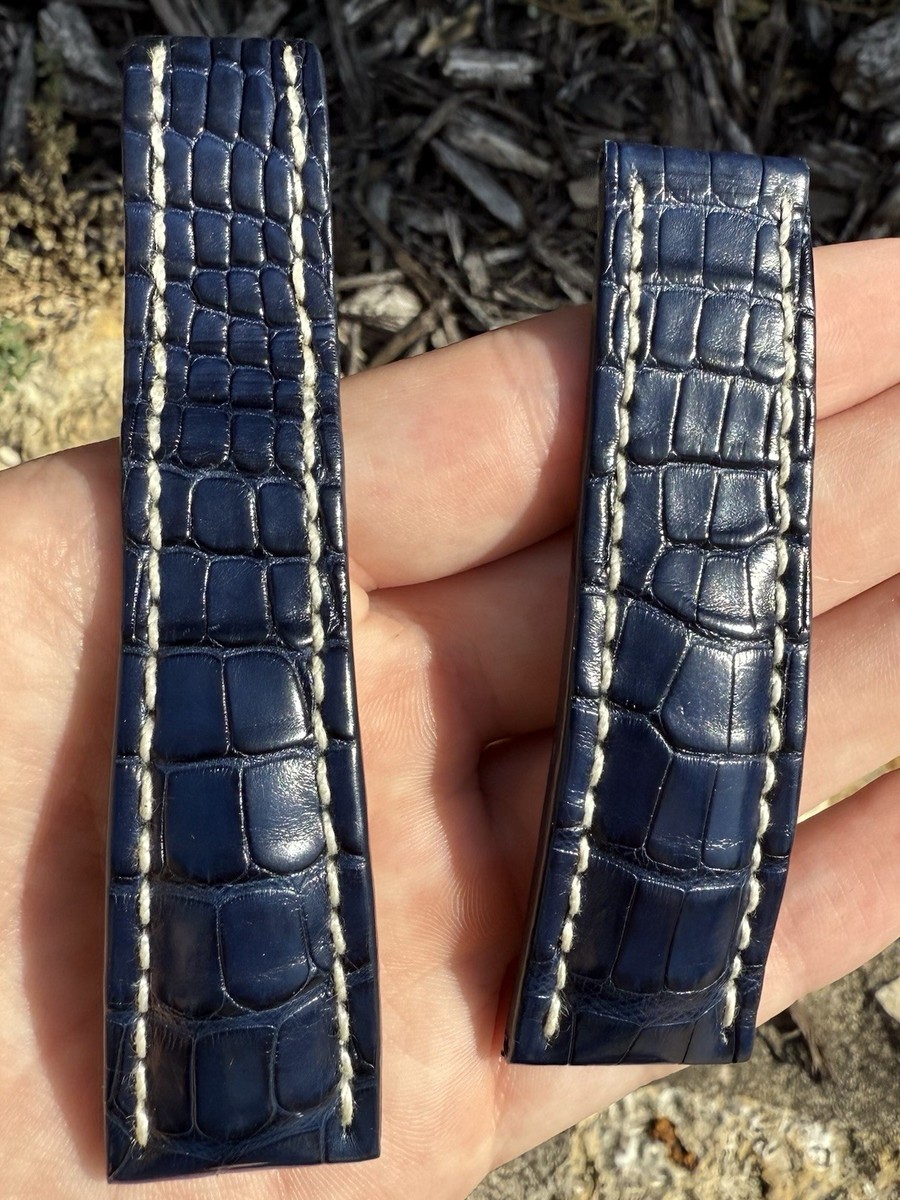 Pre-Owned Breitling Blue Alligator Leather Strap Croco 24-20 mm