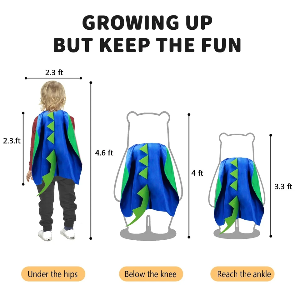 Conjunto de disfraces de capa de dinosaurio para niños - Máscara y pulseras para disfraces y fiestas Foto 2 de 4