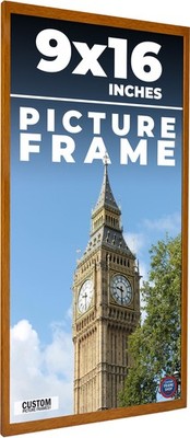9x16 Honey Brown Real Wood Picture Frame Width 0.75 inches | Interior Frame Dept