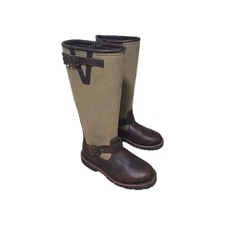 SHE Snake Boots Womens Size 7.5 Brown Leather Canvas Waterproof Snakeproof