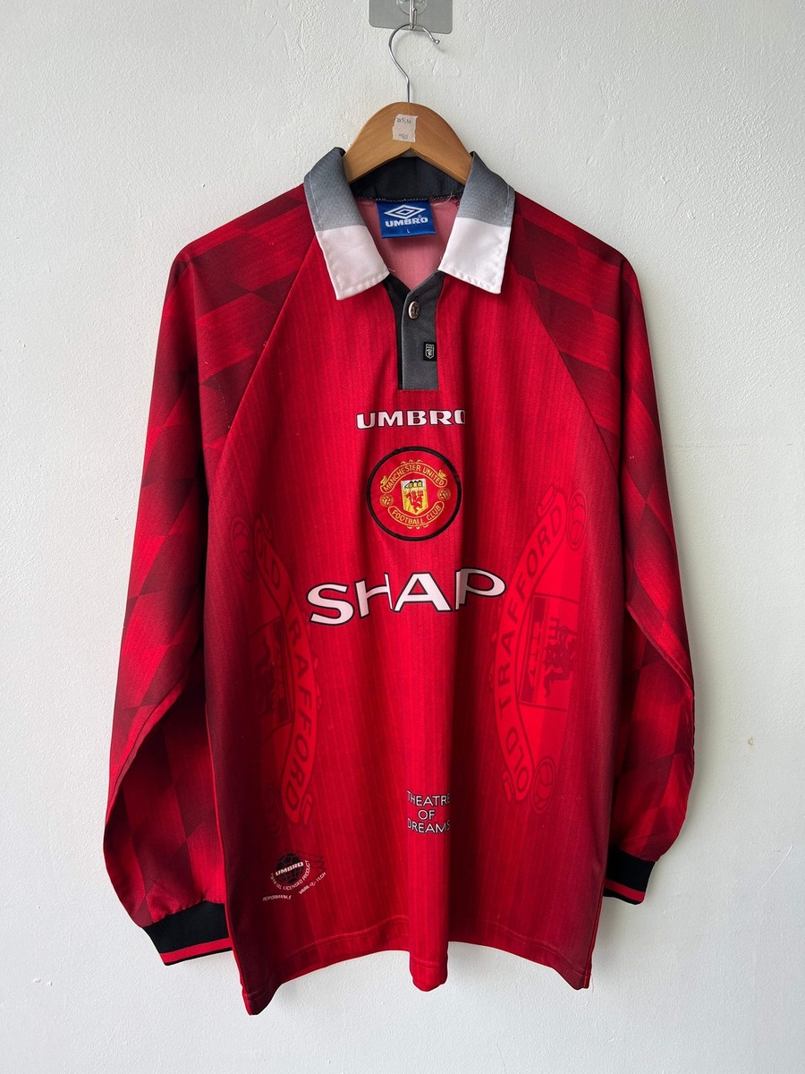 ウェア Manchester United 1996 L/S  Uniform L) Manchester United 1996-98 Home Long Sleeve Shirt Original
