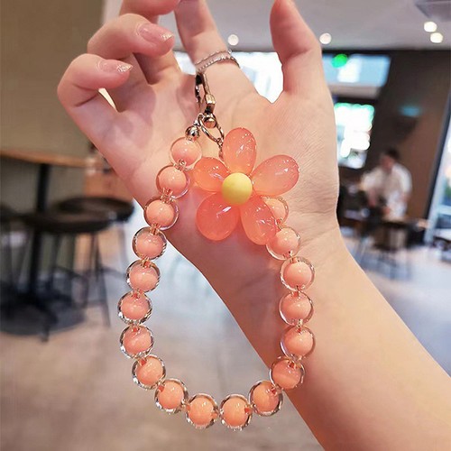 1 pièce fleur colorée perles téléphone portable breloque sangle chaîne lanière femmes fille * - Photo 16 sur 17