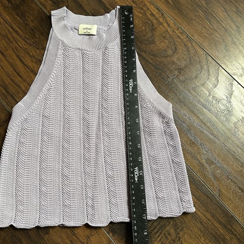 Aritzia Wilfred Light Purple Cropped Knit Halter Tank Top Size XS Scalloped Hem - Picture 4 of 8