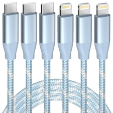 USB C to Lightning Cable 3 Pack 6FT Apple MFi Certified iPhone Fast Charger F...