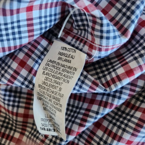LL Bean Wrinkle Resistant Button Down Shirt Size M Cotton Red Blue Plaid - Picture 3 of 6