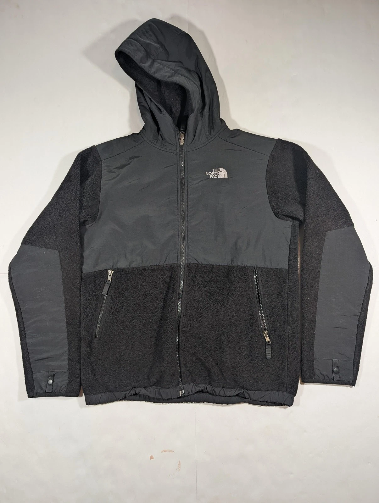 The North Face Jacket Youth 18-20 Black Fleece Hooded Zip Polartec Recycled