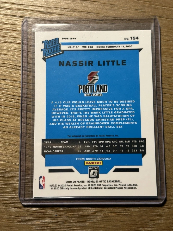 2019 Optic Nassir Little Auto Fast Break Rated RC #154 - Image 2 of 2