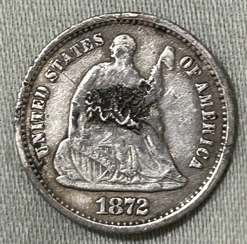 1872-S Seated Liberty Half Dime Silver Better Date Damaged Details Coin