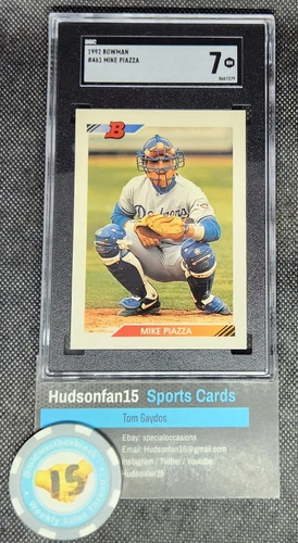 Mike Piazza 1992 Bowman Rookie #461 SGC 7 NM Los Angeles Dodgers