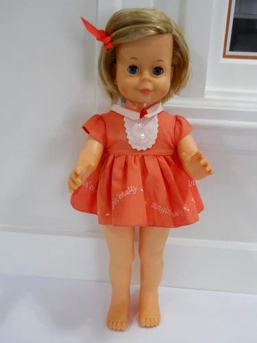 Vintage 1965 Mattel Singing Chatty Cathy Doll 17" with flaws read description