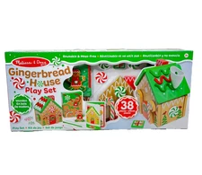 Christmas Gingerbread House Playset Melissa & Doug 38 Piece Wooden Reusable Set