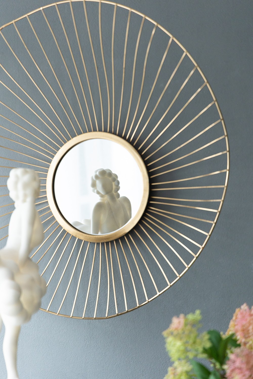 Set of 3 Wall Mirror Abstract designed Wall mirrors with Gold Frame