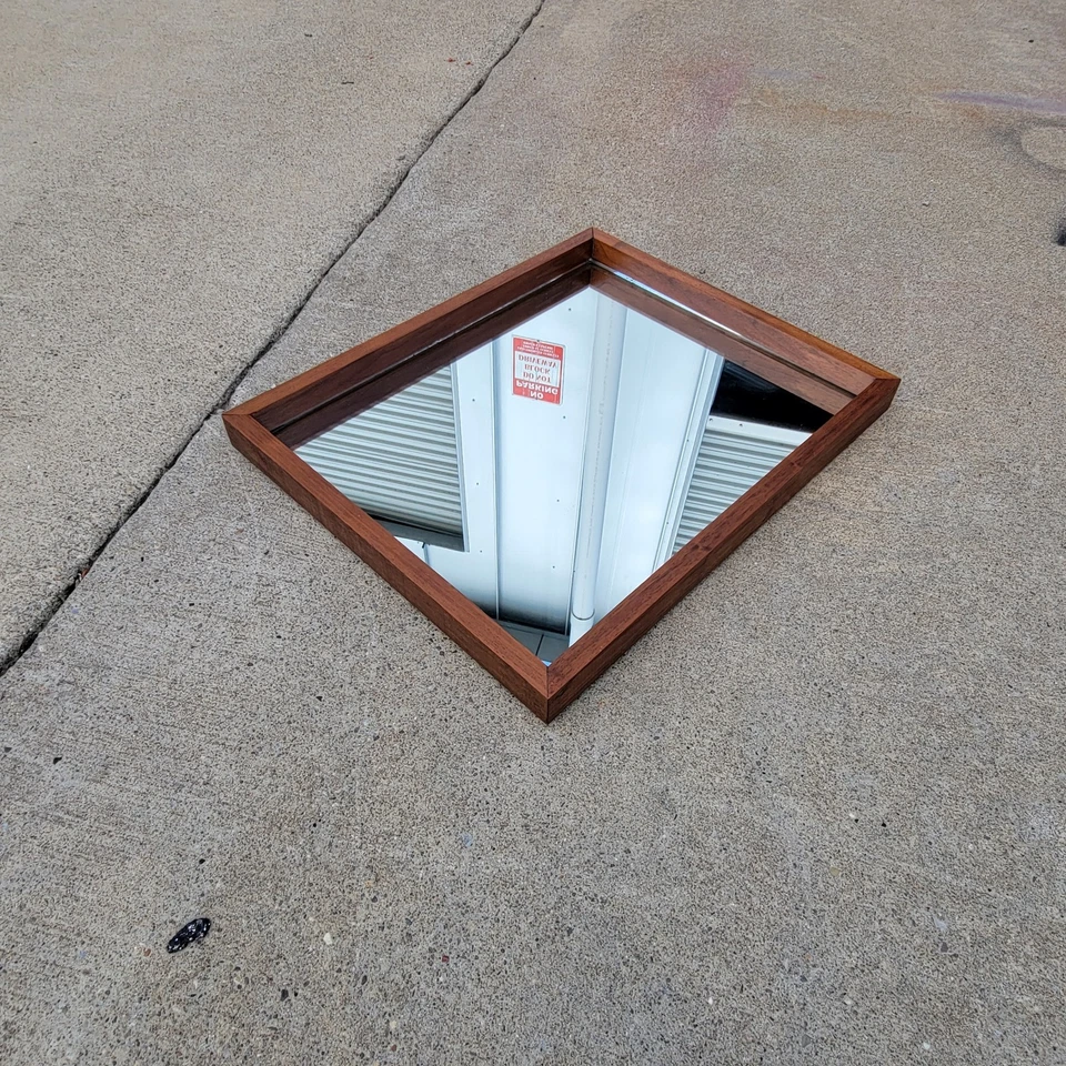 Minimalist 1960s Scandinavian Teak Mirror 21"x17" Pedersen & Hansen STYLE - Image 3 of 4