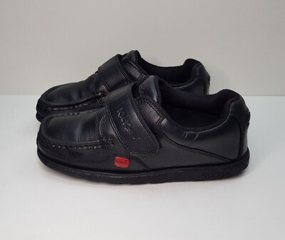 KICKERS FRAGMA GRÖSSE 3,5 UK EUR36 JUNGEN SCHWARZ LEDER MOC TOE SCHULSCHUHE RIEMCHEN