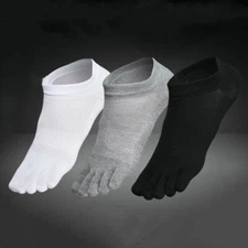 6Pair Men Low Cut Five Finger Toe Casual Breathe Sport Combed Cotton Ankle Socks