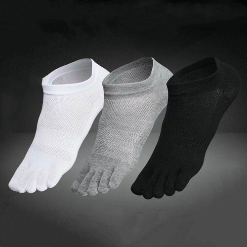 6 Paar tief geschnittene fünf Finger Zehenpartie Netz Sport gekämmte Baumwolle Knöchelsocken für Herren 7-11 10-13 - Bild 7 von 13