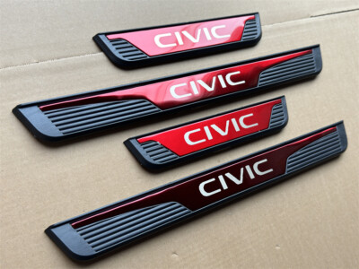 #ad 4Pcs Red Door Scuff Sill Cover Panel Step Protector for Honda Civic Accessories $39.99