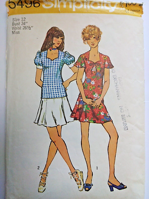 knee length dresses for ladies 70s Mini Dress Sundress Sun Dresses w/ Pockets Learn to Sew EASY Petite  Juniors Vintage Sewing Pattern Simplicity 5511 B29
