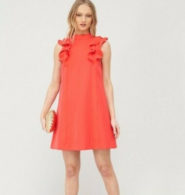 Ted Baker Sunrey Ruffle Frill Swing Dress Coral Size 12 Ted Baker