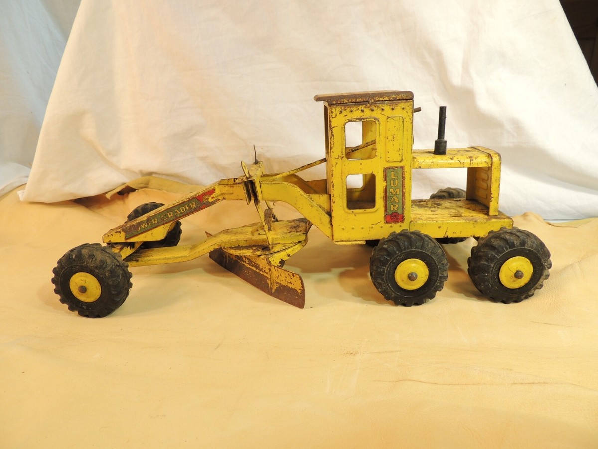 Vintage 1950s MARX Lumar Yellow metal road Grader Construction toy www