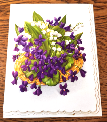 Pop Up Vintage Greeting Card Violet Bouquet Serie 420/1 Denmark