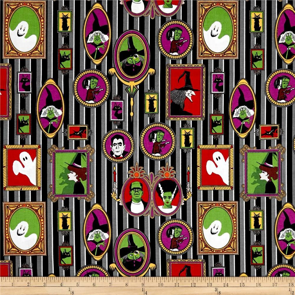 Fat Quarter Halloween Haunted House Picture Frames 100% Cotton Quilting Fabric