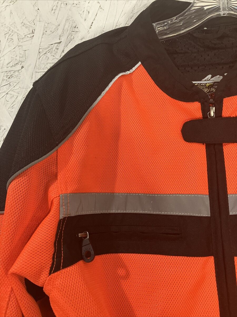 Harley Davidson Jacket Small Black Orange Mesh Reflective Harley Davidson Jacket Small Black Orange Mesh Reflective