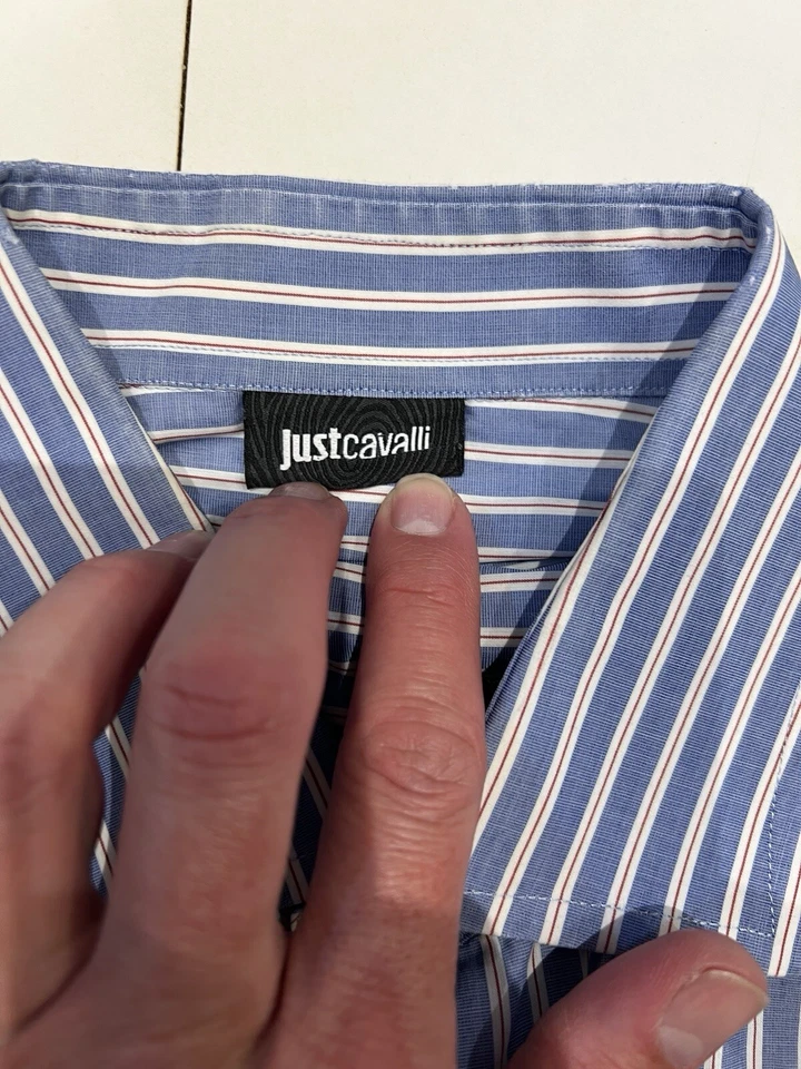 Just Cavalli Hombre Talla 43 Camisa Manga Larga Rayas Foto 2 de 4