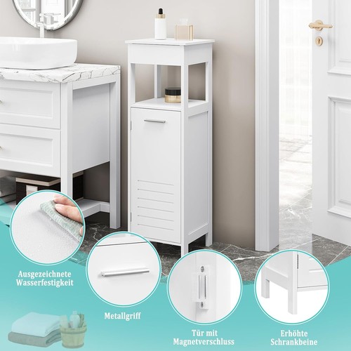 Badezimmerschrank 4 Ebenen Badschrank Badkommode mit Tür Weiß 32x99x30 cm 0211yw - Bild 6 von 6