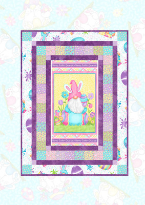Hoppy Easter Gnomies Easy DIY Beginner QUILT KIT with Henry Glass Fabric and Pic