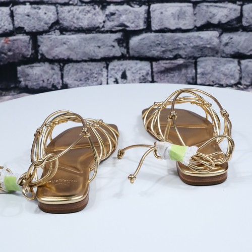 MARC FISHER LTD: Womens Gold Ankle Wrap Monnie Square Toe Sandals Shoes - Picture 4 of 5