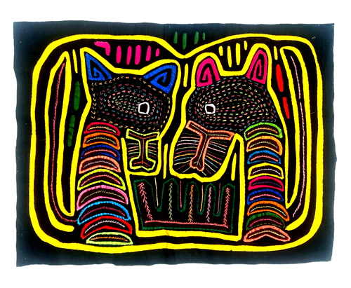 Arte Kuna Colombia Mola Textile Quilted Applique Embroidery Needlework 18"x13½" - Picture 7 of 8