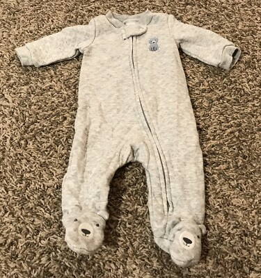 Carters Just One You Newborn Bear Grey Sleeper Pajamas Bodysuit Baby