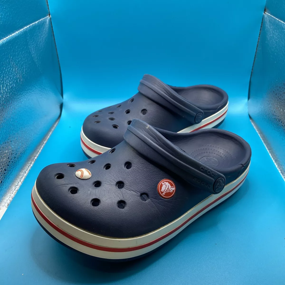 Crocs Kids Size J2 Oh Kid Navy Red Clog Still Plenty Of Life Left