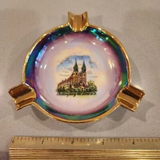 RW Bavaria Postlingberg Porcelain souvenir Trinket Dish Gold Trim  3-5/8”