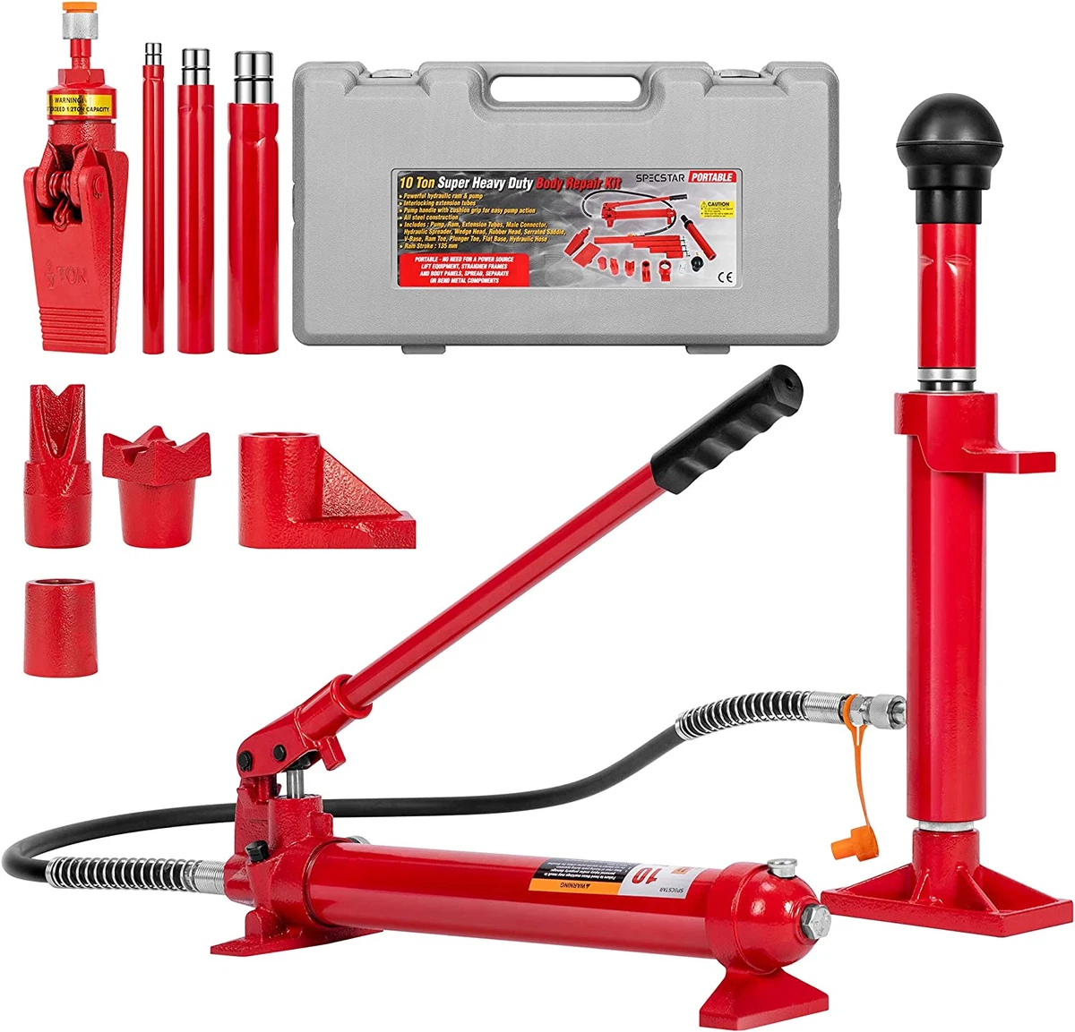 10 Ton Porta Power Hydraulic Jack Car Repair Tools Autobody Frame Repair Kit for