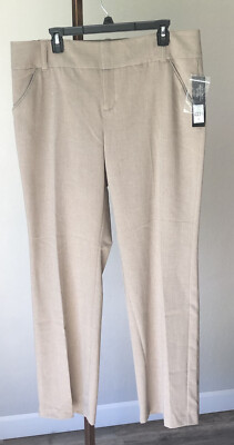 Women s Trousers Size 16 Daisy Fuentes Color Dark Pebble Straight Leg Mid Rise