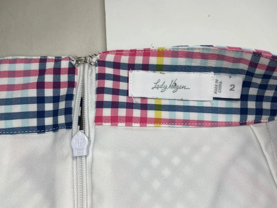 Lady Hagen юбка юбка женщин размер 2 розовый синий геометрический клетку карман молнии - Изображение 3 из 4