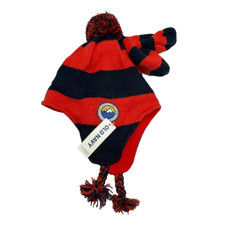 Old Navy Boys Orange  Navy Striped Pom Ear Flap Winter Hat M