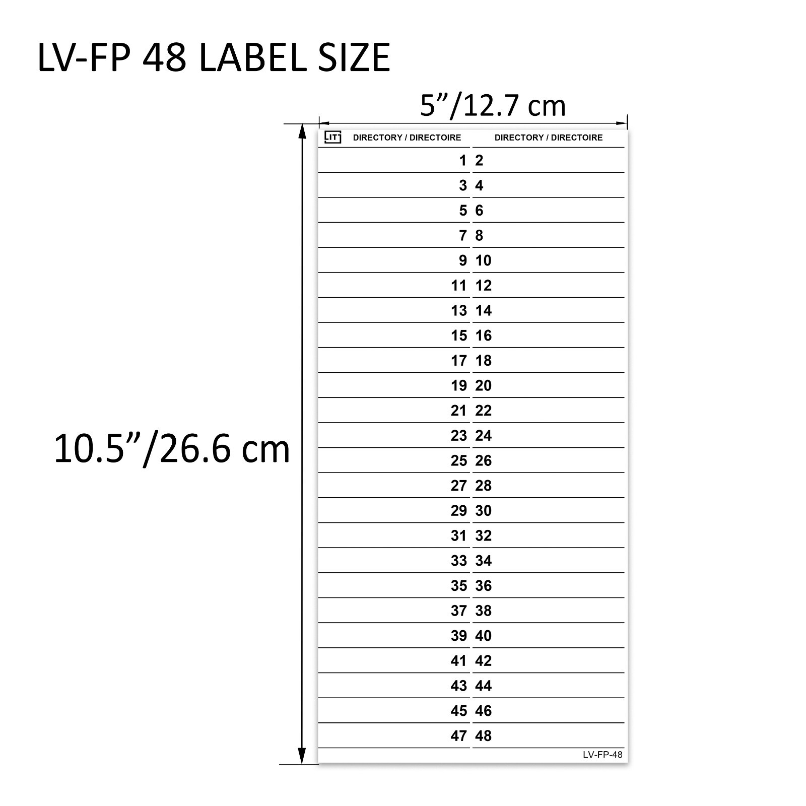 LV Federal Pioneer Stablok Electrical Panel Directory Label (48 ...