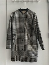 Pull & Bear Check Overcoat Jacket Ladies Houndstooth Pockets