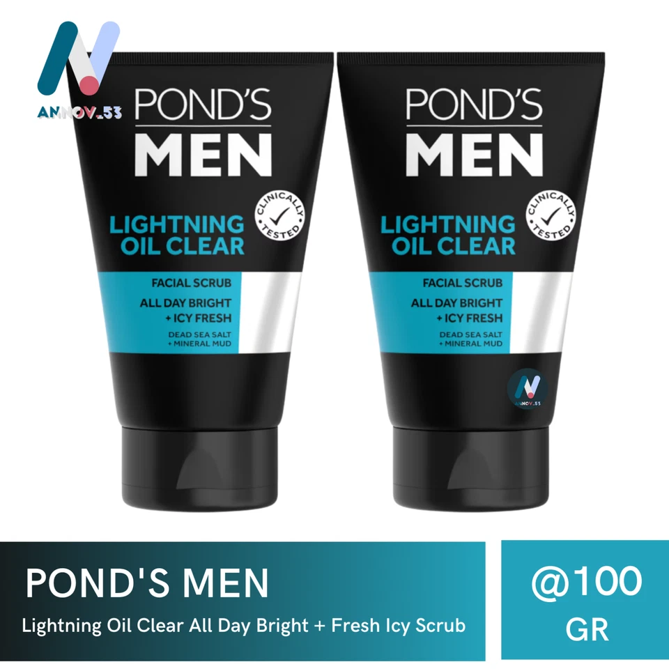 POND'S MEN Lightning Oil Clear Control Acne Bright Fresh Icy Facial Scrub 2X100g - Image 2 of 4