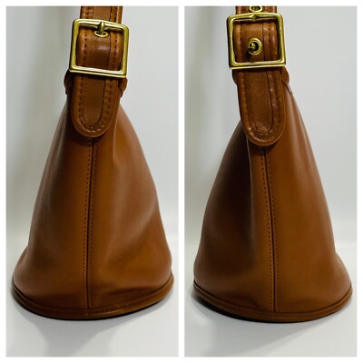 COACH #9019 Vtg Maggie Duffle Bucket Bag British Tan Leather