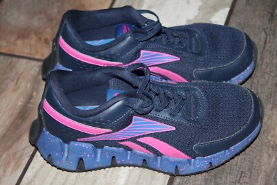 Size 2 Reebok Zig Dynamica Kids Youth School Shoe Girls Sneakers Navy Pink