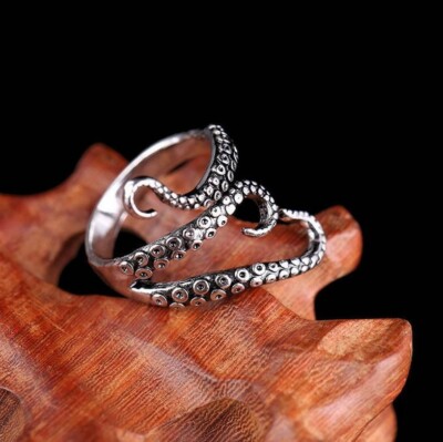 Gothic Octopus Kraken Tentacle Open Ring Cthulhu Goth Witch