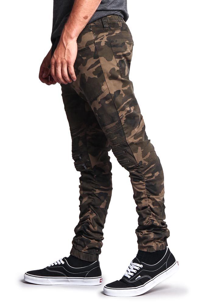 Victorious Men's Zipper Knee Scrunch Stacked Biker Twill Victorious Men's Zipper Knee Scrunch Stacked Biker Twill